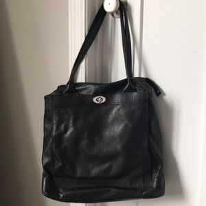 Banana Republic black leather tote bag